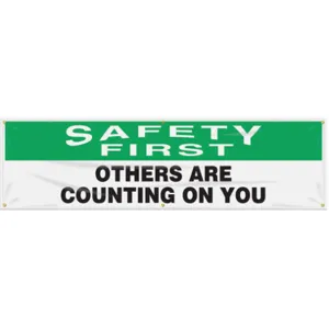 ACCUFORM SIGNS MBR864 Banner Safety First 28 x 96 Inch | AC4XJK 31A747