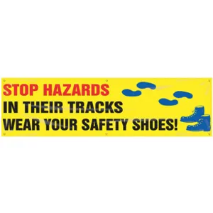 ACCUFORM SIGNS MBR871 Banner Stop Hazards 28 x 96 Inch | AC4XKX 31A781