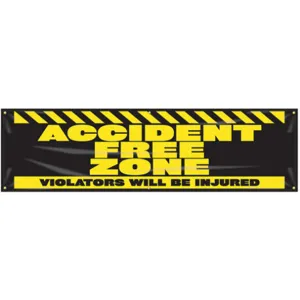 ACCUFORM SIGNS MBR935 Banner Accident Free Zone 28 x 96 Inch | AC4XGZ 31A714