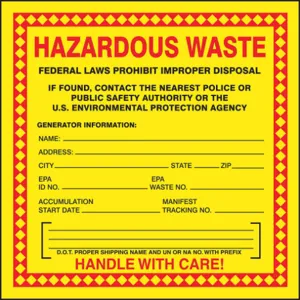 ACCUFORM SIGNS MHZW20EVC Hazardous Waste Label Red/yellow - Pack Of 100 | AF4HXY 8XFA2