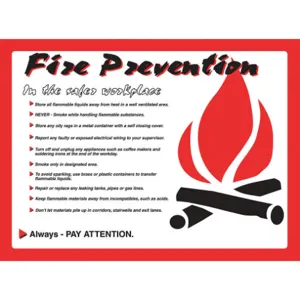 ACCUFORM SIGNS PST409 Poster Fire Prevention 18 x 24 Inch | AC4WXG 31A024