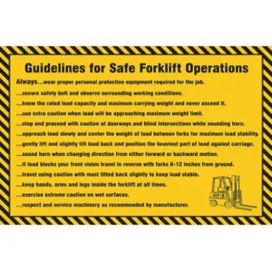 ACCUFORM SIGNS PST761 Poster Guidelines For Forklift 18 x 24 | AC4WXN 31A030