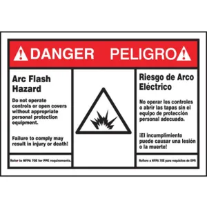 ACCUFORM SIGNS SBLSPS149 Label 3-1/2 x 5 Danger Arc Flash Hazard | AC6THP 36A915