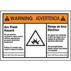 ACCUFORM SIGNS SBLSPS375 Label 5 x 7 Warning Arc Flash And | AC6TJY 36A946