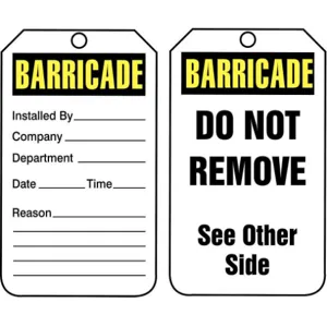 ACCUFORM SIGNS TAB101PTP Barricade Tag 5-3/4 x 3-1/4 - Pack Of 25 | AD4TTP 43Z355