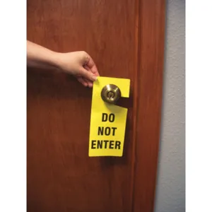 ACCUFORM SIGNS TAD836 Door Knob Hanger Tag 9 x 4 Inch Black/yellow - Pack Of 10 | AD2ZZF 3XCY3