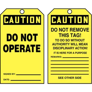 ACCUFORM SIGNS TAR152 Caution Tag By The Roll 6-1/4 x 3 - Pack Of 250 | AD4TMG 43Z198