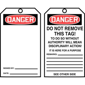 ACCUFORM SIGNS TAR412 Danger Tag By The Roll 6-1/4 x 3 - Pack Of 100 | AD4TPE 43Z243