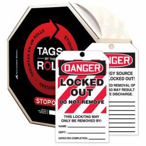 ACCUFORM SIGNS TAR418 Danger Tag By The Roll, Danger, Locked Out Device, Polyolefin, Add Notes/Date/Sign | CN7ZNM 772R16