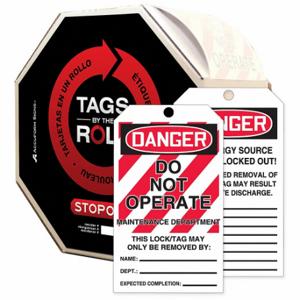 ACCUFORM SIGNS TAR474 Danger Tag By The Roll, Danger, Do Not Operate, Polyolefin, Add Notes/Date/Sign, English | CN7ZNG 772K49