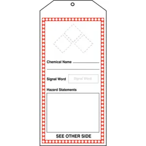 ACCUFORM SIGNS THS403PTM Ghs Tags Chemical Name 8-1/2 x 3-7/8in Pk5 | AC7VMV 38W955