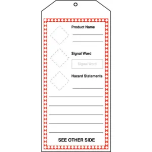 ACCUFORM SIGNS THS405PTM Ghs Jumbo Tags Product Name 8.5 x 3.875in Pk5 | AC7VMX 38W958