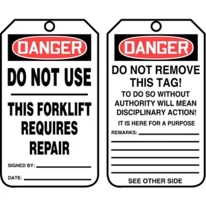 ACCUFORM SIGNS TRS327CTP Danger Tag 5-3/4 x 3-1/4 - Pack Of 25 | AD4TQV 43Z292