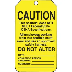 ACCUFORM SIGNS TSS102PTP Caution Tag 5-7/8 x 3-3/8 Inch Black/yellow - Pack Of 25 | AD3FXB 3YYT7