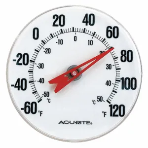 ACURITE 00346A2 Analog Panel Mount Thermometer, -60 Deg to 120 Deg F/-50 Deg to 50 Deg C, White | CN8BMG 53DP74