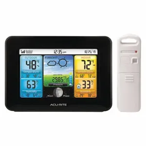 ACURITE 02077M Wireless Weather Station, AcuRite, 2 Pieces, Backlit Color LCD, 330 ft Range | CN8BMU 53DR06