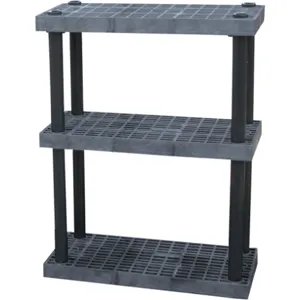 ADD-A-LEVEL AS3616X3 Adjustable Plastic Shelving, 36 x 16 x 48, Grid Top, Black | AG8EPF