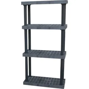 ADD-A-LEVEL AS3616X4 Adjustable Plastic Shelving, 36 x 16 x 72, Grid Top, Black | AG8EPG