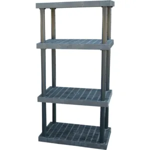 ADD-A-LEVEL AS3624X4 Adjustable Plastic Shelving, 36 x 24 x 72, Grid Top, Black | AG8EPM