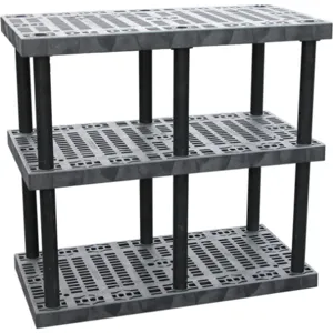 ADD-A-LEVEL AS4824X3 Adjustable Plastic Shelving, 48 x 24 x 48, Grid Top, Black | AG8EPN