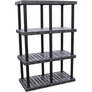 ADD-A-LEVEL AS4824X4 Adjustable Plastic Shelving, 48 x 24 x 72, Grid Top, Black | AG8EPP