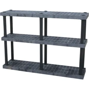 ADD-A-LEVEL AS6616X3 Adjustable Plastic Shelving, 66 x 16 x 48, Grid Top, Black | AG8EPH