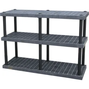 ADD-A-LEVEL AS6624X3 Adjustable Plastic Shelving, 66 x 24 x 48, Grid Top, Black | AG8EPQ