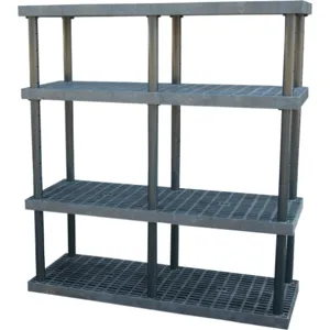 ADD-A-LEVEL AS6624X4 Adjustable Plastic Shelving, 66 x 24 x 72, Grid Top, Black | AG8EPR