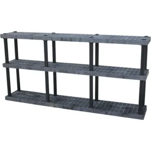 ADD-A-LEVEL AS9616X3 Adjustable Plastic Shelving, 96 x 16 x 48, Grid Top, Black | AG8EPK