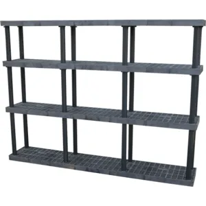 ADD-A-LEVEL AS9616X4 Adjustable Plastic Shelving, 96 x 16 x 72, Grid Top, Black | AG8EPZ