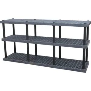 ADD-A-LEVEL AS9624X3 Adjustable Plastic Shelving, 96 x 24 x 48, Grid Top, Black | AG8EPT