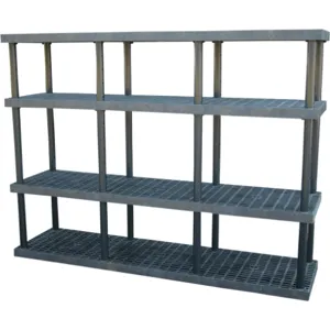 ADD-A-LEVEL AS9624X4 Adjustable Plastic Shelving, 96 x 24 x 72, Grid Top, Black | AG8EPU