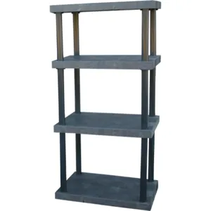 ADD-A-LEVEL AST3624X4 Adjustable Plastic Shelving, 36 x 24 x 72, Solid Top, Black | AG8EPW