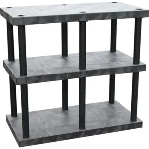 ADD-A-LEVEL AST4824X3 Adjustable Plastic Shelving, 48 x 24 x 48, Solid Top, Black | AG8EQB