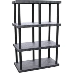 ADD-A-LEVEL AST4824X4 Adjustable Plastic Shelving, 48 x 24 x 72, Solid Top, Black | AG8EPX