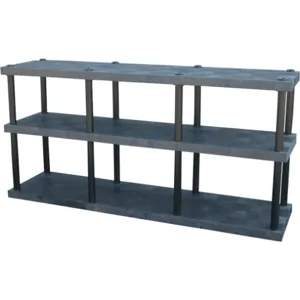 ADD-A-LEVEL AST9624X3 Adjustable Plastic Shelving, 96 x 24 x 48, Solid Top, Black | AG8EQD