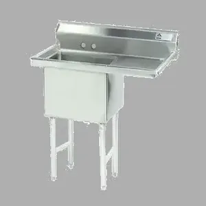 ADVANCE TABCO FC-1-1818-18R Fabricated Sink, 1-Cpt., 18 Inch R Drainboard, Size 18 X 18 X 14 Inch, 16 Ga 304 Ss | CD7TPD