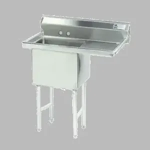 ADVANCE TABCO FC-1-2424-24R Fabricated Sink, 1-Cpt., 24 Inch R Drainboard, Size 24 X 24 X 14 Inch, 16 Ga 304 Ss | CD7TPX