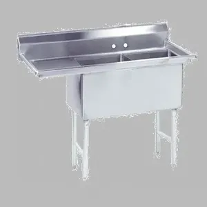 ADVANCE TABCO FC-2-1620-18L Fabricated Sink, 2-Cpt., 18 Inch L Drainboard, Size 16 X 20 X 14 Inch, 16 Ga 304 Ss | CD7TQA