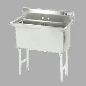 ADVANCE TABCO FC-2-1818 Fabricated Sink, 2-Cpt., No Drainboard, Size 18 X 18 X 14 Inch, 16 Ga 304 Ss | CD7TQD