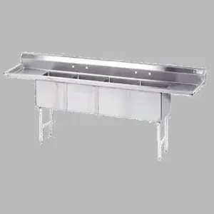 ADVANCE TABCO FC-4-1818-18RL Fabricated Sink, 4-Cpt., 18 Inch R And L Drainboards, Size 18 X 18 X 14 Inch, 16 Ga 304 Ss | CD7TUJ