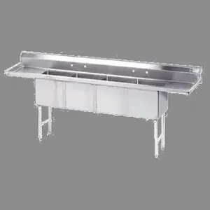 ADVANCE TABCO FC-4-1824-18RL Fabricated Sink, 4-Cpt., 18 Inch R And L Drainboards, Size 18 X 24 X 14 Inch, 16 Ga 304 Ss | CD7TUK