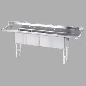 ADVANCE TABCO FC-4-2424-24RL Fabricated Sink, 4-Cpt., 24 Inch R And L Drainboards, Size 24 X 24 X 14 Inch, 16 Ga 304 Ss | CD7TUL