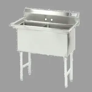 ADVANCE TABCO FS-2-1818 Fabricated Sink, 2-Cpt., No Drainboard, Size 18 X 18 X 14 Inch, 14 Ga 304 Ss | CD7UFA