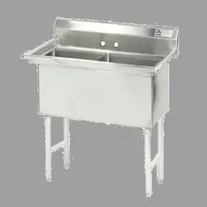 ADVANCE TABCO FS-2-2424 Fabricated Sink, 2-Cpt., No Drainboard, Size 24 X 24 X 14 Inch, 14 Ga 304 Ss | CD7UFN