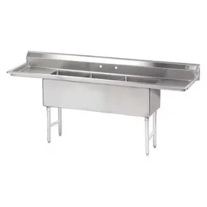 ADVANCE TABCO FS-3-2424-24RL Fabricated Sink, 3-Cpt., 24 Inch R And L Drainboards, Size 24 X 24 X 14 Inch, 14 Ga 304 Ss | CD7UHL