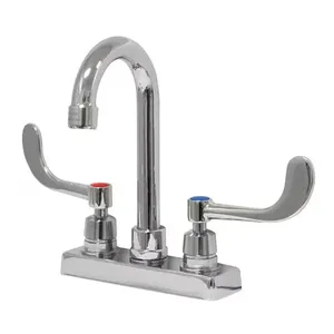 ADVANCE TABCO K-56 Faucet, 4 Inch Oc, Deck Mounted With 3-1/2 Inch Gooseneck, Wrist Handles, Lead Free | CD7VTU