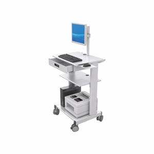 AFC INDUSTRIES LB200_101-01 Mobile Medical Equipment Workstation, Steel, Swivel/ Swivel with Brake, Gray | CN8DBQ 52AY36