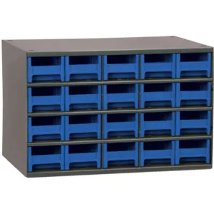 AKRO-MILS 19320BLU Drawer Bin Cabinet, 20 Drawers, 11 Inch Depth, 11 Inch Height, 17 Inch Width, Blue | AA8FPF 18D792