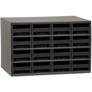 AKRO-MILS 19416BLK Drawer Bin Cabinet, 16 Drawers, 11 Inch Depth, 11 Inch Height, 17 Inch Width, Black | AA8FPM 18D798